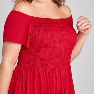 Lane Bryant Smocked Swing On Or Off Shoulders Dress